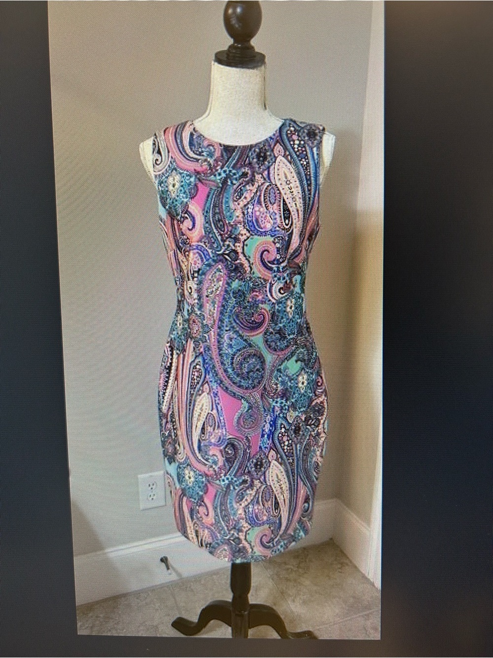 Tommy Hilfiger Sleeveless Paisley Midi Dress in Pink and Teal